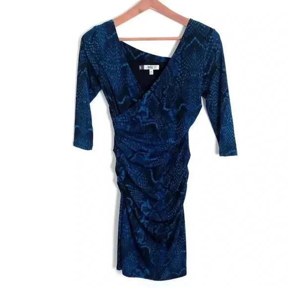 Jennifer Lopez Blue Mini Snake Print Python Bodycon Dress Women's Size XS - Picture 2 of 10
